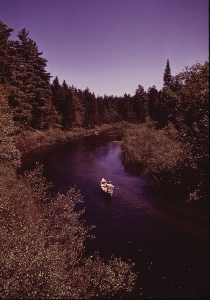 A Paddler on the Moose River of the Adirondacks
