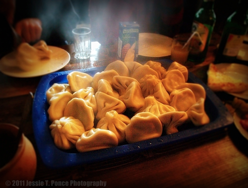 Khinkali in a restaurant