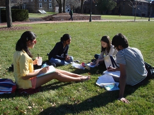 Teaching Hindi on a rare sunny day