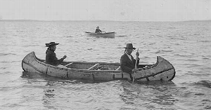 Paddlers in a bark canoe (Minnesota Historical Society/Wikipedia)