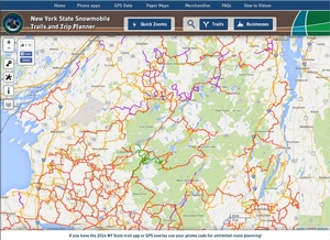 Map of Snowmobile Trails in the Adirondacks